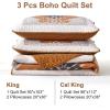 imageDintszyayue Boho Quilt Set King Size 3 Pieces Aztec Texture Bedspread Coverlet Set Bohemian Quilt Bedding Set Microfiber Lightweight Bed Cover for All Seasons Terracotta 90quot103quotTerracotta