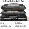 imageDintszyayue Boho Quilt Set King Size 3 Pieces Aztec Texture Bedspread Coverlet Set Bohemian Quilt Bedding Set Microfiber Lightweight Bed Cover for All Seasons Terracotta 90quot103quotBlack Grey
