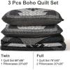 imageDintszyayue Boho Quilt Set King Size 3 Pieces Aztec Texture Bedspread Coverlet Set Bohemian Quilt Bedding Set Microfiber Lightweight Bed Cover for All Seasons Terracotta 90quot103quotBlack Grey