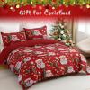 imageDintszyayue Green Christmas Duvet Cover Queen Size 3 Pieces Nutcracker Christmas Trees Reversible Comforter Cover with Zipper Closure New Year Holiday Bedding Set Decorative Not ComforterRed5d
