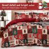 imageDintszyayue Green Christmas Duvet Cover Queen Size 3 Pieces Nutcracker Christmas Trees Reversible Comforter Cover with Zipper Closure New Year Holiday Bedding Set Decorative Not ComforterRed