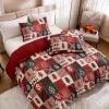 imageDintszyayue Green Christmas Duvet Cover Queen Size 3 Pieces Nutcracker Christmas Trees Reversible Comforter Cover with Zipper Closure New Year Holiday Bedding Set Decorative Not ComforterRed