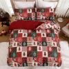 imageDintszyayue Green Christmas Duvet Cover Queen Size 3 Pieces Nutcracker Christmas Trees Reversible Comforter Cover with Zipper Closure New Year Holiday Bedding Set Decorative Not ComforterRed