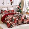 imageDintszyayue Green Christmas Duvet Cover Queen Size 3 Pieces Nutcracker Christmas Trees Reversible Comforter Cover with Zipper Closure New Year Holiday Bedding Set Decorative Not ComforterRed