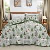 imageDintszyayue King Christmas Quilt 3 Pieces Patchwork Plaid King Size Bedspread Red Green Christmas Tree Printed Soft Microfiber Winter Holiday Coverlet Bedding SetsChristmas Tree