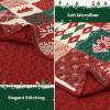 imageDintszyayue King Christmas Quilt 3 Pieces Patchwork Plaid King Size Bedspread Red Green Christmas Tree Printed Soft Microfiber Winter Holiday Coverlet Bedding SetsMerry Christmas