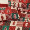 imageDintszyayue King Christmas Quilt 3 Pieces Patchwork Plaid King Size Bedspread Red Green Christmas Tree Printed Soft Microfiber Winter Holiday Coverlet Bedding SetsMerry Christmas