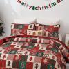 imageDintszyayue King Christmas Quilt 3 Pieces Patchwork Plaid King Size Bedspread Red Green Christmas Tree Printed Soft Microfiber Winter Holiday Coverlet Bedding SetsMerry Christmas