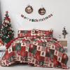 imageDintszyayue King Christmas Quilt 3 Pieces Patchwork Plaid King Size Bedspread Red Green Christmas Tree Printed Soft Microfiber Winter Holiday Coverlet Bedding SetsMerry Christmas