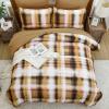 imageDintszyayue King Plaid Comforter Set 7 Pieces Bed in a Bag Blue Bedding Set Soft Lightweight Bed Comforter Set Cozy Microfiber Bed Set for All Season with SheetsPillowcases ampamp ShamsBrown