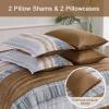 imageDintszyayue King Size Stripe Gradient Brown Patchwork Comforter Set 7 Piece Bed in a Bag Boho Bedding Set with SheetsPillowcases ampamp Shams Reversible Soft Microfiber Comforter