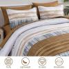 imageDintszyayue King Size Stripe Gradient Brown Patchwork Comforter Set 7 Piece Bed in a Bag Boho Bedding Set with SheetsPillowcases ampamp Shams Reversible Soft Microfiber Comforter