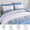 imageDintszyayue Queen Size Stripe Blue Gradient Comforter Set 7 Pieces Bed in a Bag Boho Patchwork Bedding Set with SheetsPillowcases ampamp Shams Reversible Soft Microfiber Comforter