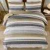 imageDintszyayue Quilt Queen Size Khaki Grey 3 Pieces Boho Striped Bedspread Bedding for Queen Size Bed Soft Lightweight Microfiber Bohemian Coverlet Set for All Season Quilts with 2 PillowcasesBrown Grey