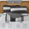 imageDintszyayue Quilt Queen Size Khaki Grey 3 Pieces Boho Striped Bedspread Bedding for Queen Size Bed Soft Lightweight Microfiber Bohemian Coverlet Set for All Season Quilts with 2 PillowcasesBlack White