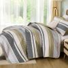 imageDintszyayue Quilt Queen Size Khaki Grey 3 Pieces Boho Striped Bedspread Bedding for Queen Size Bed Soft Lightweight Microfiber Bohemian Coverlet Set for All Season Quilts with 2 PillowcasesBrown Grey