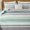 imageDintszyayue Quilt Queen Size Khaki Grey 3 Pieces Boho Striped Bedspread Bedding for Queen Size Bed Soft Lightweight Microfiber Bohemian Coverlet Set for All Season Quilts with 2 PillowcasesSage Green