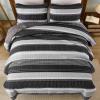 imageDintszyayue Quilt Queen Size Khaki Grey 3 Pieces Boho Striped Bedspread Bedding for Queen Size Bed Soft Lightweight Microfiber Bohemian Coverlet Set for All Season Quilts with 2 PillowcasesBlack White