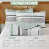 imageDintszyayue Quilt Queen Size Khaki Grey 3 Pieces Boho Striped Bedspread Bedding for Queen Size Bed Soft Lightweight Microfiber Bohemian Coverlet Set for All Season Quilts with 2 PillowcasesSage Green