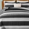 imageDintszyayue Quilt Queen Size Khaki Grey 3 Pieces Boho Striped Bedspread Bedding for Queen Size Bed Soft Lightweight Microfiber Bohemian Coverlet Set for All Season Quilts with 2 PillowcasesBlack White