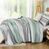 imageDintszyayue Quilt Queen Size Khaki Grey 3 Pieces Boho Striped Bedspread Bedding for Queen Size Bed Soft Lightweight Microfiber Bohemian Coverlet Set for All Season Quilts with 2 PillowcasesSage Green