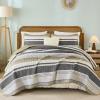 imageDintszyayue Quilt Queen Size Khaki Grey 3 Pieces Boho Striped Bedspread Bedding for Queen Size Bed Soft Lightweight Microfiber Bohemian Coverlet Set for All Season Quilts with 2 PillowcasesBrown Grey