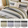 imageDintszyayue Quilt Queen Size Khaki Grey 3 Pieces Boho Striped Bedspread Bedding for Queen Size Bed Soft Lightweight Microfiber Bohemian Coverlet Set for All Season Quilts with 2 PillowcasesBrown Grey