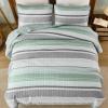 imageDintszyayue Quilt Queen Size Khaki Grey 3 Pieces Boho Striped Bedspread Bedding for Queen Size Bed Soft Lightweight Microfiber Bohemian Coverlet Set for All Season Quilts with 2 PillowcasesSage Green