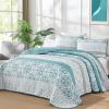 imageDintszyayue Aqua Quilt Set King Size Boho Striped Patchwork Bedspread Coverlet Set for All Seasons Bohemian Floral 3 Pieces Lightweight Bedding Set 104quotX90quot 1 Quilt 2 Pillow ShamsAqua