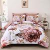 imageDintszyayue Black Comforter Set King Size 7 Pieces Pink Floral Bed in a Bag Complete Bedding Sets Elegant Flower Bed Set Comforter for All Season with Flat Sheet Fitted Sheets Pillowcases ampamp ShamsBlush