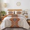imageDintszyayue Boho Quilt Set King Size 3 Pieces Aztec Texture Bedspread Coverlet Set Bohemian Quilt Bedding Set Microfiber Lightweight Bed Cover for All Seasons Terracotta 90quot103quotTerracotta