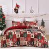imageDintszyayue Green Christmas Duvet Cover Queen Size 3 Pieces Nutcracker Christmas Trees Reversible Comforter Cover with Zipper Closure New Year Holiday Bedding Set Decorative Not ComforterRed