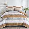 imageDintszyayue King Size Stripe Gradient Brown Patchwork Comforter Set 7 Piece Bed in a Bag Boho Bedding Set with SheetsPillowcases ampamp Shams Reversible Soft Microfiber Comforter