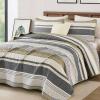 imageDintszyayue Quilt Queen Size Khaki Grey 3 Pieces Boho Striped Bedspread Bedding for Queen Size Bed Soft Lightweight Microfiber Bohemian Coverlet Set for All Season Quilts with 2 PillowcasesBrown Grey