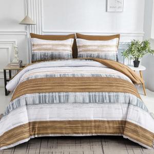 imageDintszyayue King Size Stripe Gradient Brown Patchwork Comforter Set 7 Piece Bed in a Bag Boho Bedding Set with SheetsPillowcases ampamp Shams Reversible Soft Microfiber Comforter