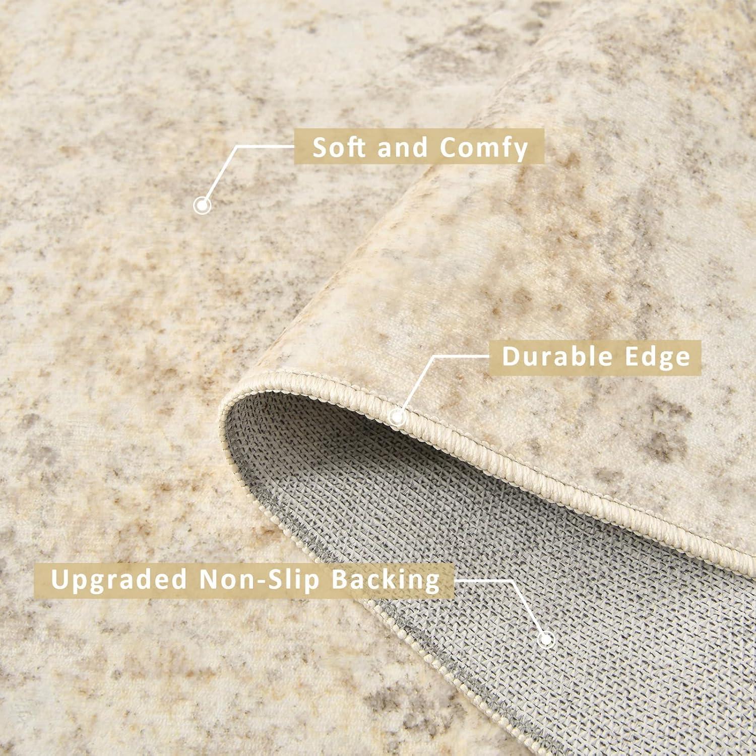 image4x6 Area Rugs Washable Modern Soft Non Slip Distressed Under Dining Table Living Room Area Rug BlackLight Brown