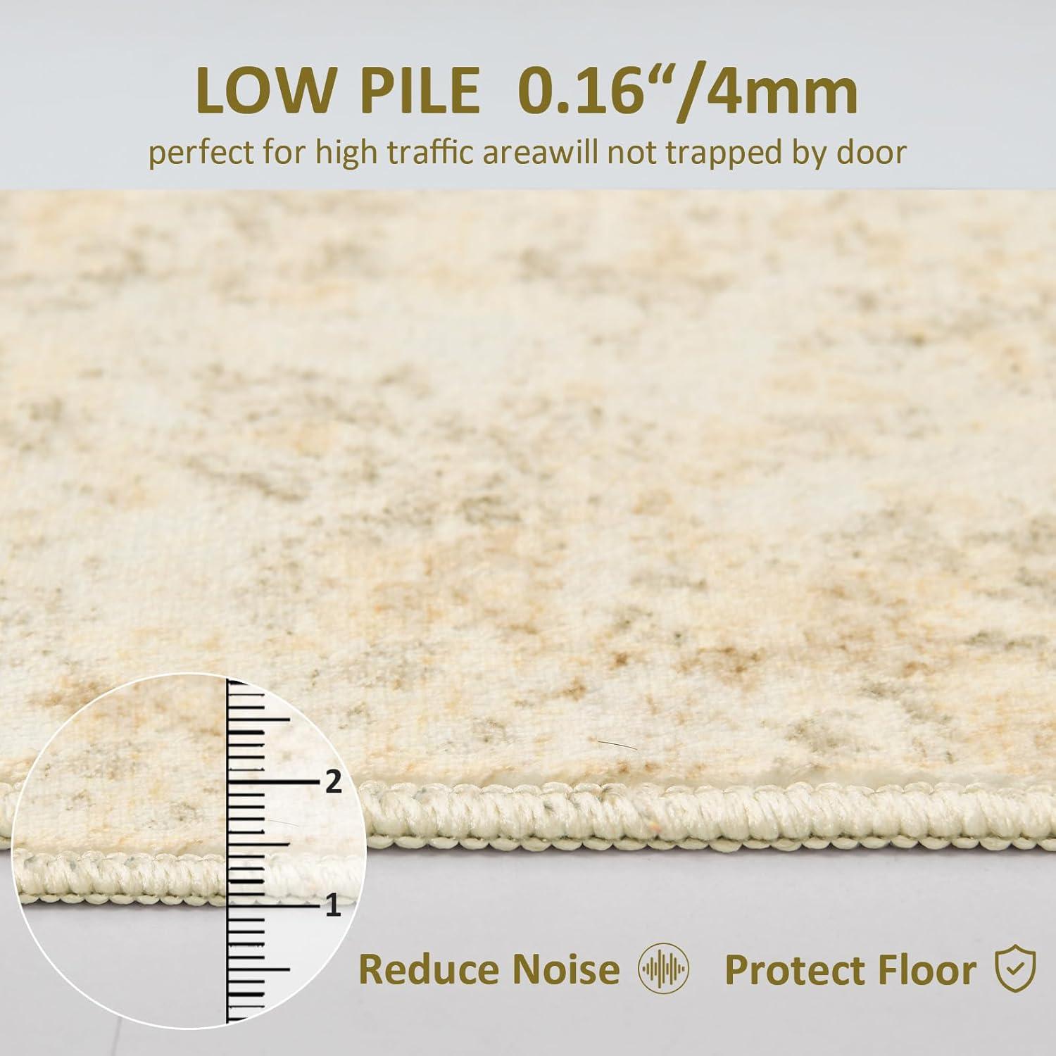 image4x6 Area Rugs Washable Modern Soft Non Slip Distressed Under Dining Table Living Room Area Rug BlackLight Brown