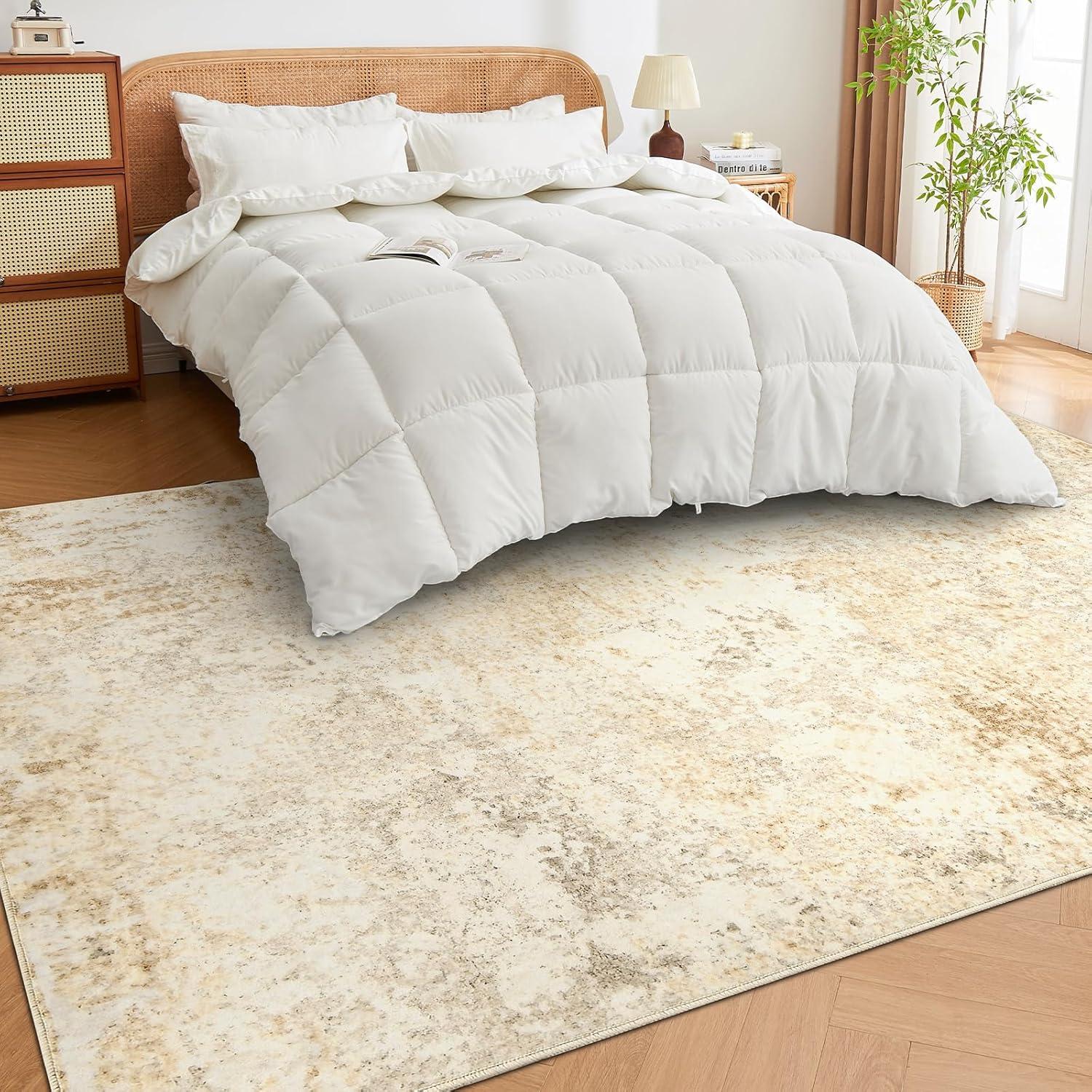 image4x6 Area Rugs Washable Modern Soft Non Slip Distressed Under Dining Table Living Room Area Rug BlackLight Brown