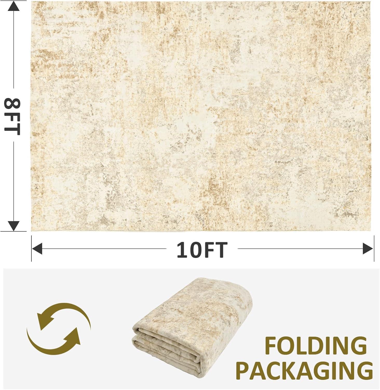 image4x6 Area Rugs Washable Modern Soft Non Slip Distressed Under Dining Table Living Room Area Rug BlackLight Brown