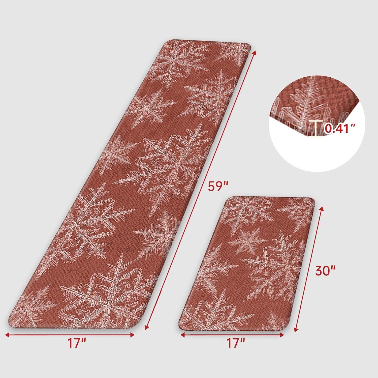 imageDintszyayue Christmas Kitchen Rugs Set of 2 Non Slip Soft Santa Claus Snowman Christmas Mats for Kitchen Floor Decorations 17quotx30quot17quotx48quot01red