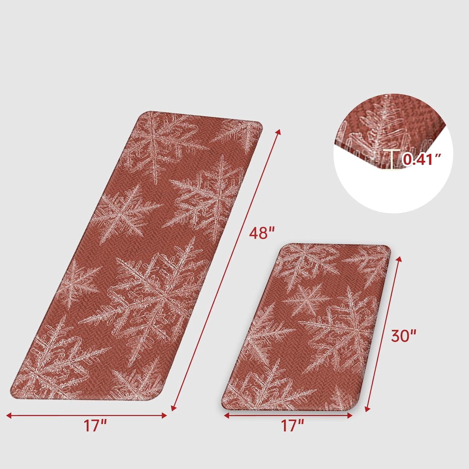 imageDintszyayue Christmas Kitchen Rugs Set of 2 Non Slip Soft Santa Claus Snowman Christmas Mats for Kitchen Floor Decorations 17quotx30quot17quotx48quot01red