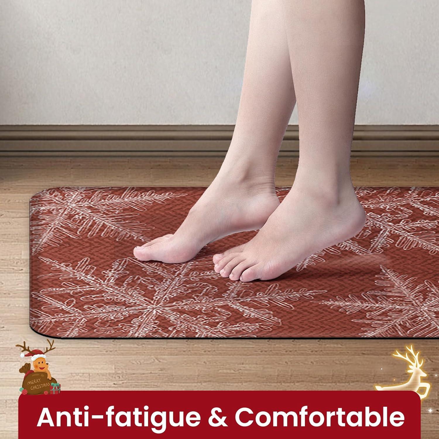 imageDintszyayue Christmas Kitchen Rugs Set of 2 Non Slip Soft Santa Claus Snowman Christmas Mats for Kitchen Floor Decorations 17quotx30quot17quotx48quot01red