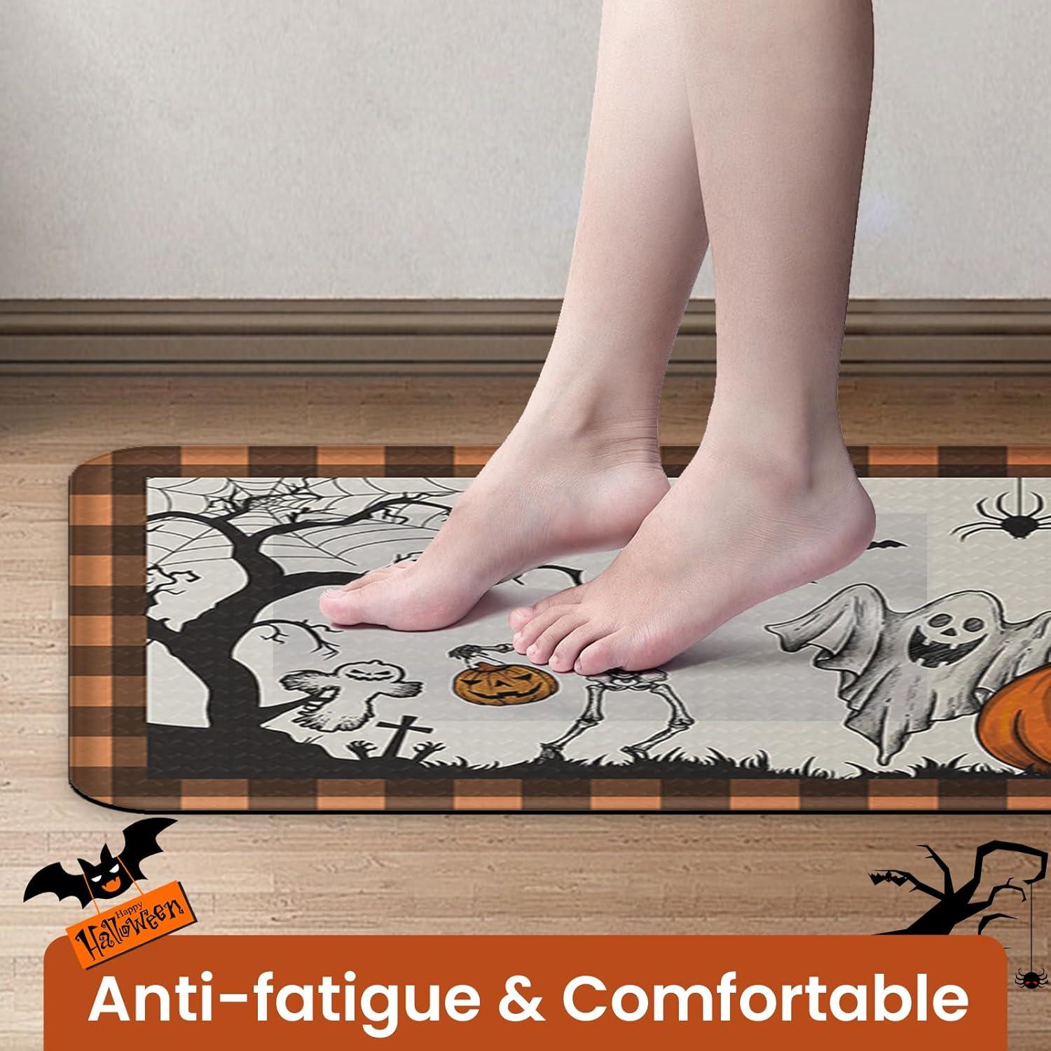 imageDintszyayue Halloween Kitchen Mats Sets 2 Piece Spooky Pumpkin Non Slip Soft Halloween Party Decor Rugs 17quotx30quot17quotx48quotSpooky Pumpkin