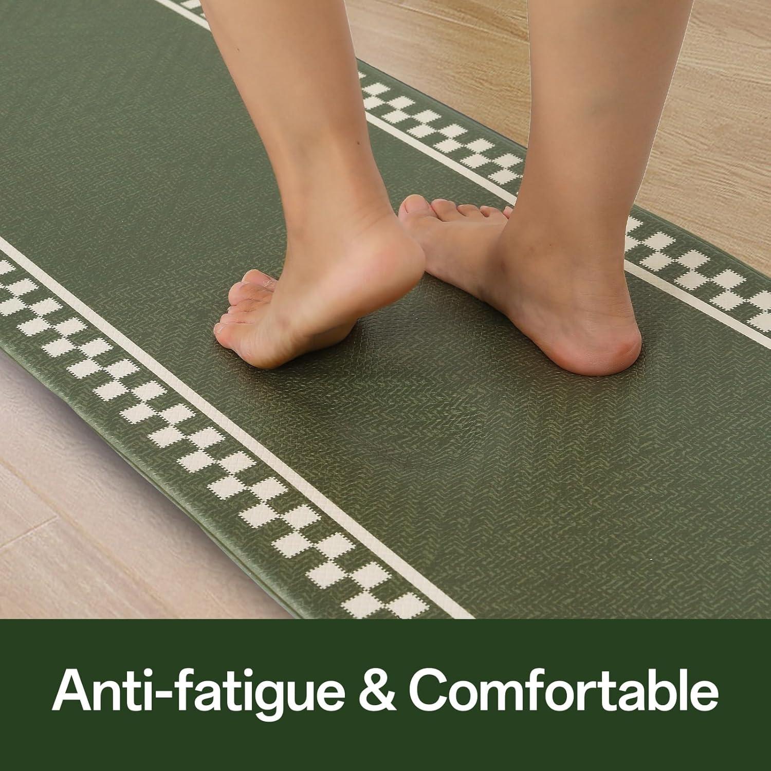 imageDintszyayue Kitchen Rugs Sets of 2 Boho Ceramic Anti Fatigue Non Slip Memory Foam Mats for Floor for Laundry Desk Bar Khaki 17quotX30quot17quotX59quot04green