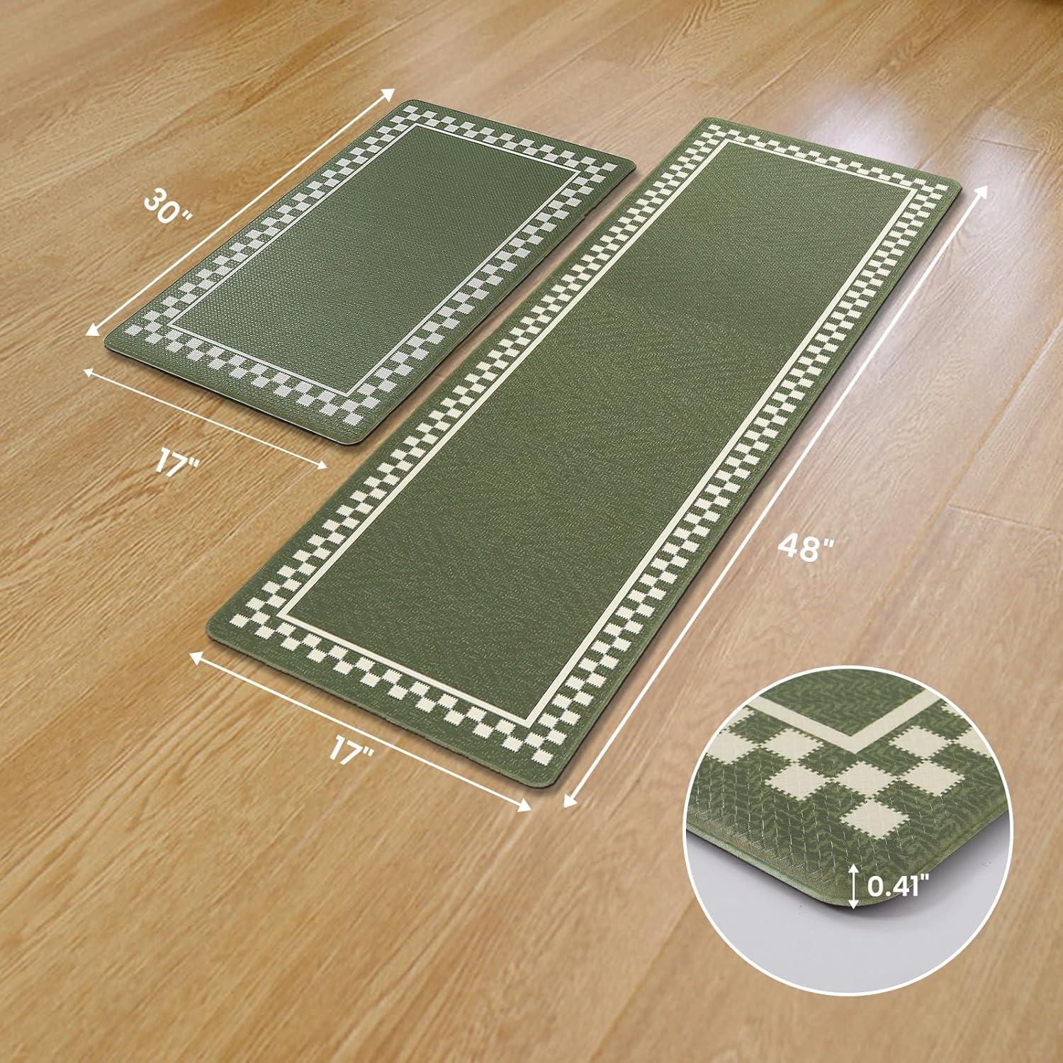 imageDintszyayue Kitchen Rugs Sets of 2 Boho Ceramic Anti Fatigue Non Slip Memory Foam Mats for Floor for Laundry Desk Bar Khaki 17quotX30quot17quotX59quot04green