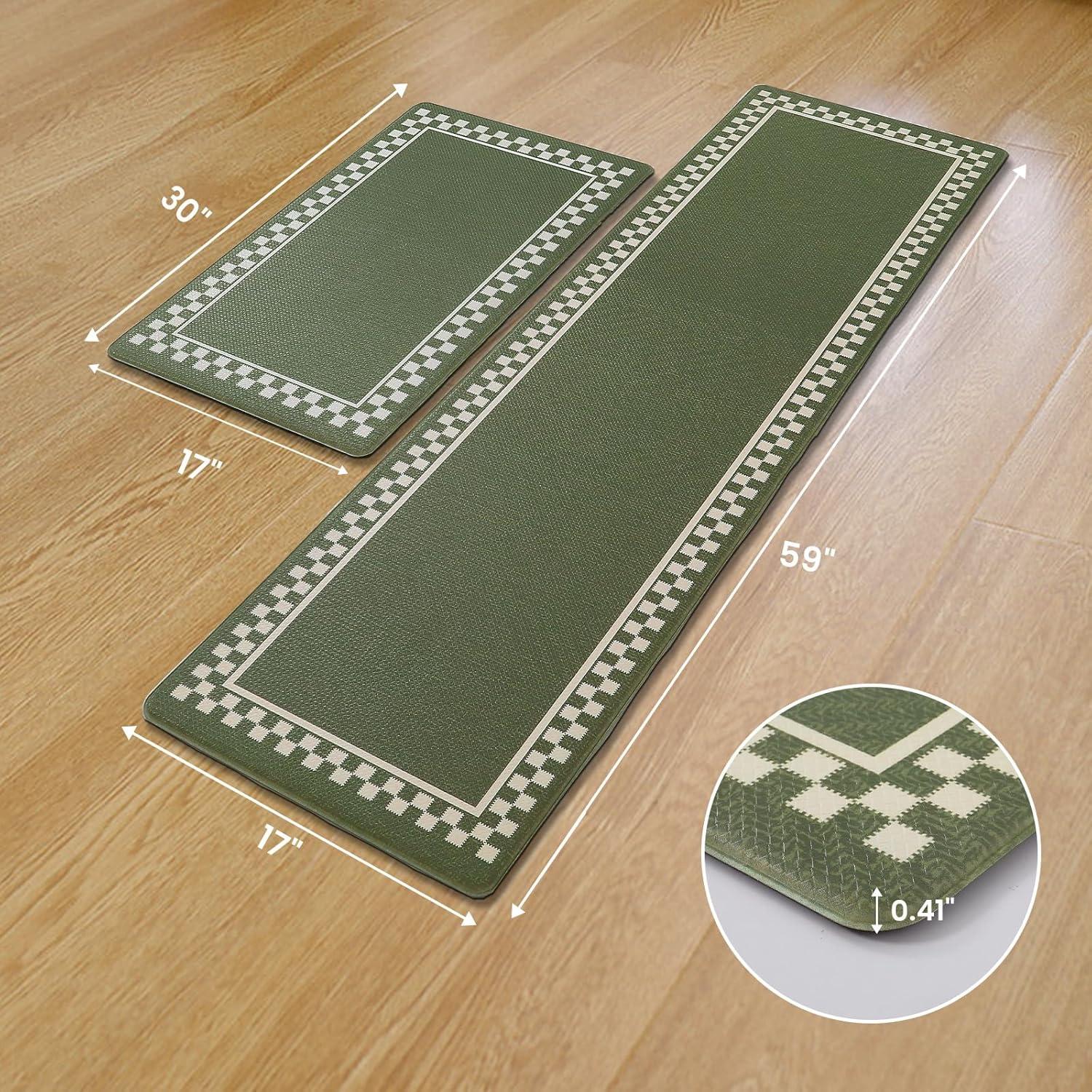 imageDintszyayue Kitchen Rugs Sets of 2 Boho Ceramic Anti Fatigue Non Slip Memory Foam Mats for Floor for Laundry Desk Bar Khaki 17quotX30quot17quotX59quot04green