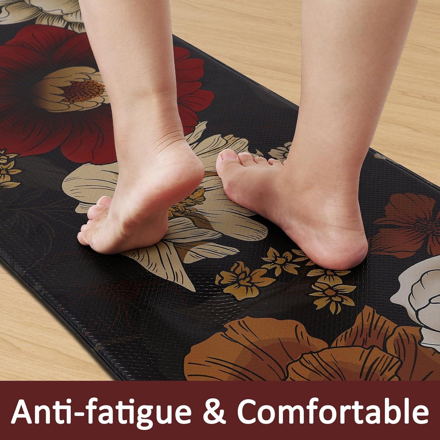 imageRugs for Kitchen Floor 2PC Waterproof Non Slip Anti Fatigue Mushrooms Butterfly Farmhouse Padded Kitchen Mats Beige 17quotx30quot17quotx48quot02black