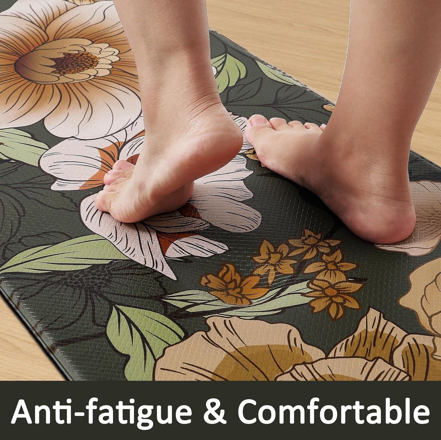 imageRugs for Kitchen Floor 2PC Waterproof Non Slip Anti Fatigue Mushrooms Butterfly Farmhouse Padded Kitchen Mats Beige 17quotx30quot17quotx48quot04green