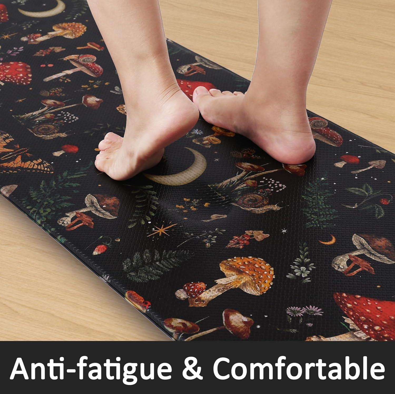 imageRugs for Kitchen Floor 2PC Waterproof Non Slip Anti Fatigue Mushrooms Butterfly Farmhouse Padded Kitchen Mats Beige 17quotx30quot17quotx48quot06blackRed