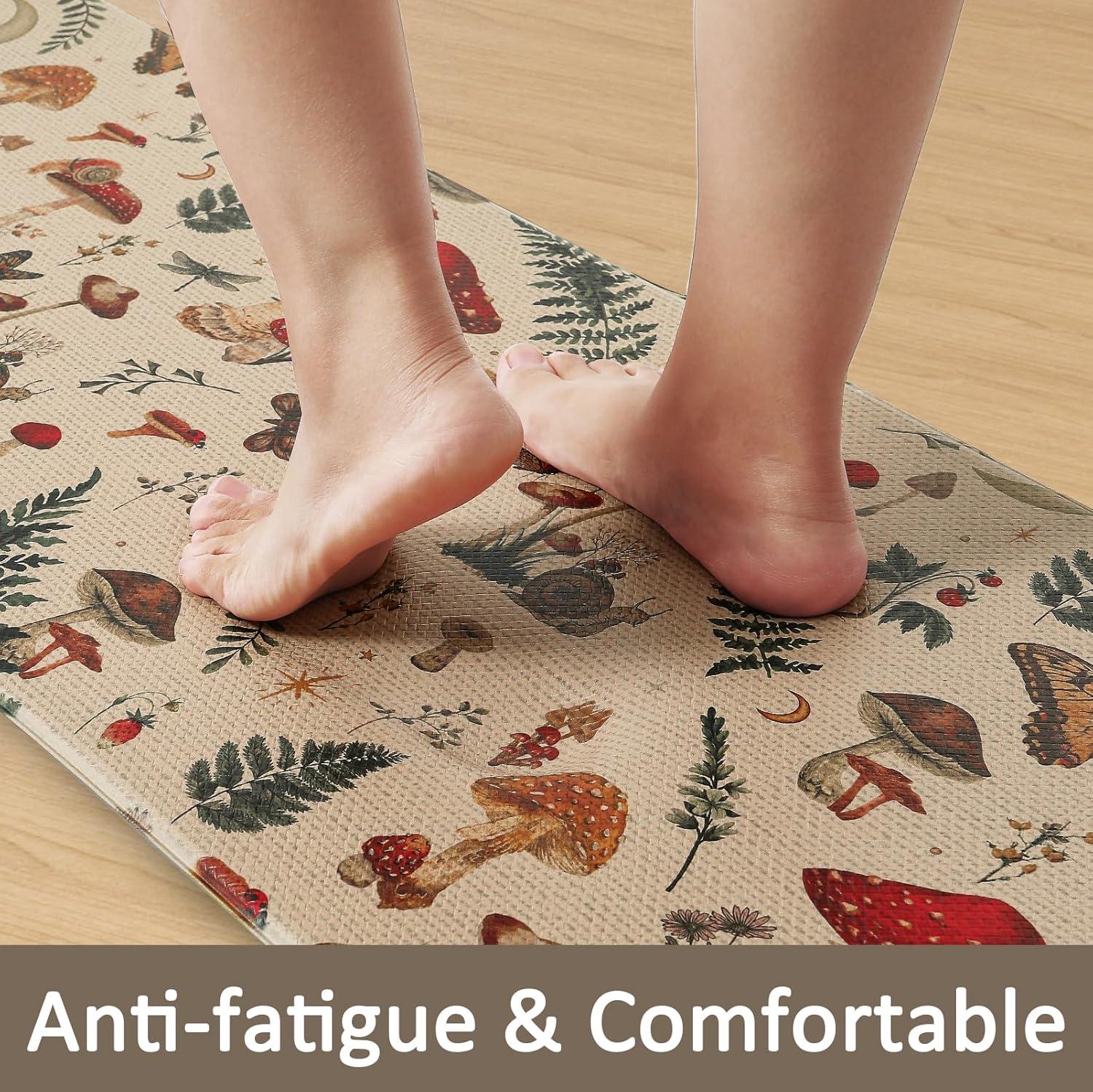 imageRugs for Kitchen Floor 2PC Waterproof Non Slip Anti Fatigue Mushrooms Butterfly Farmhouse Padded Kitchen Mats Beige 17quotx30quot17quotx48quot08khaki